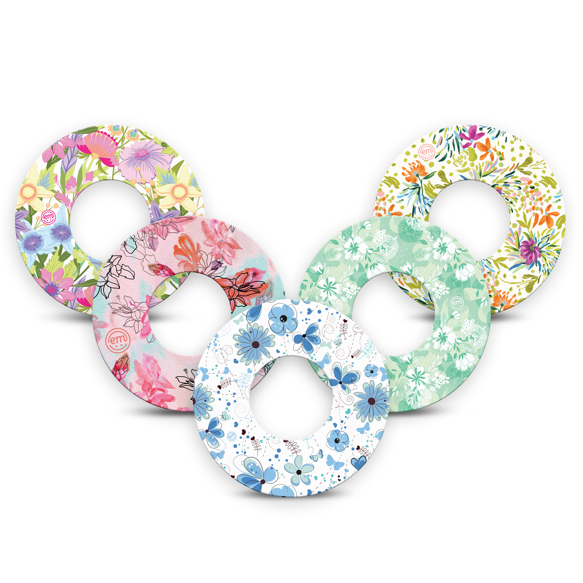 ExpressionMed fixatiepleisters Freestyle Libre 1 & 2 | Pastel Flowers (set van 5)