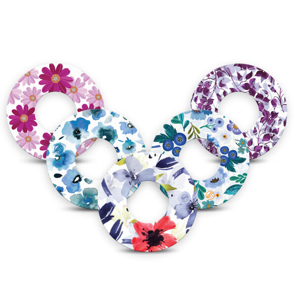 ExpressionMed Fixierpflaster Freestyle Libre 1 & 2 | Flower Bomb (5er Set)